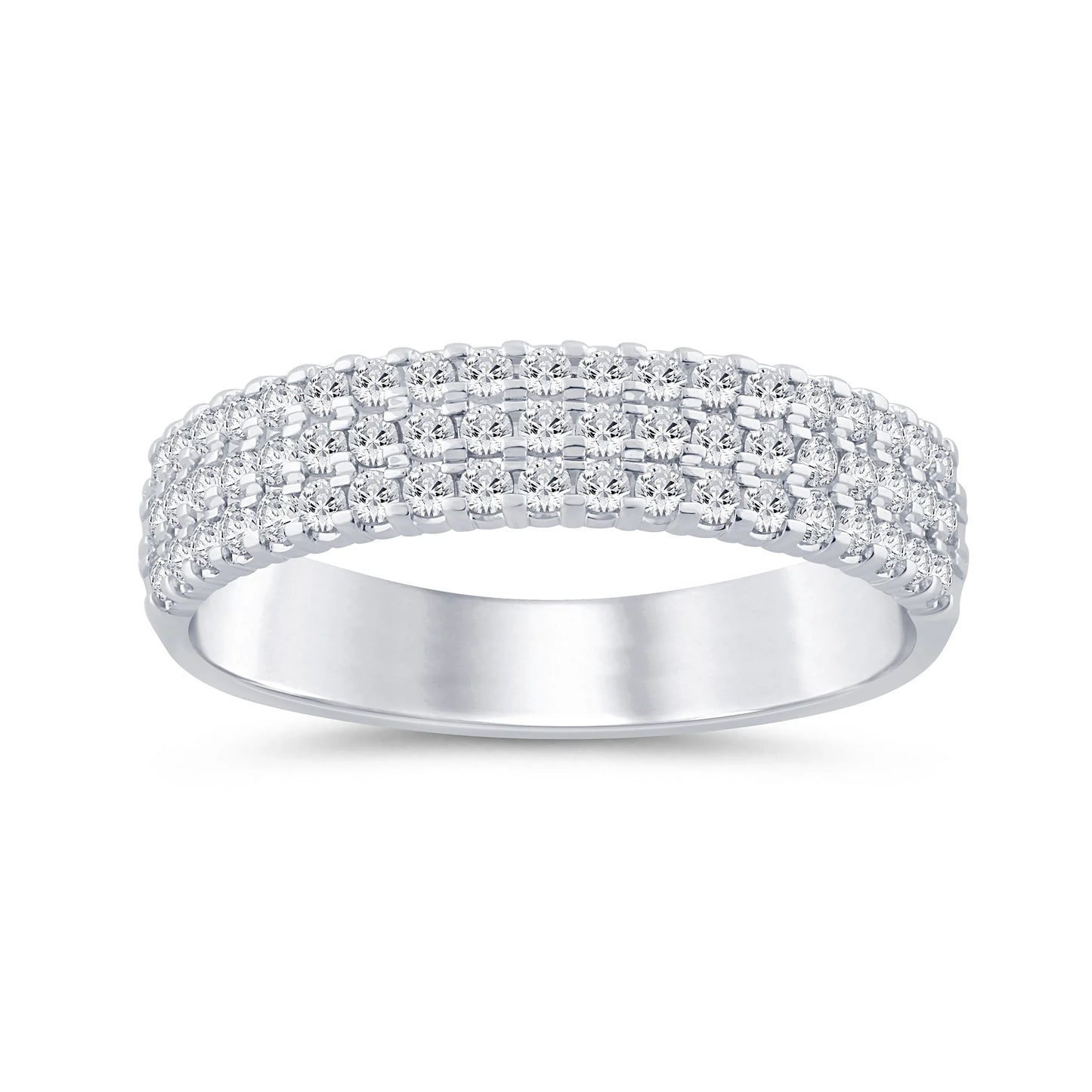 10K WHITE GOLD .60 CARAT WOMEN REAL DIAMOND RING BAND