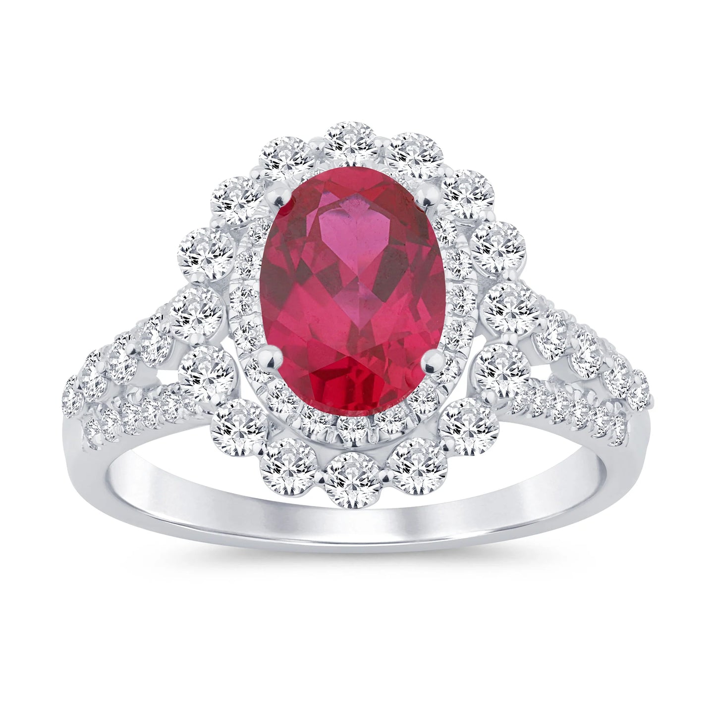 10K WHITE GOLD 2.50 CARAT DIAMOND & RUBY RING