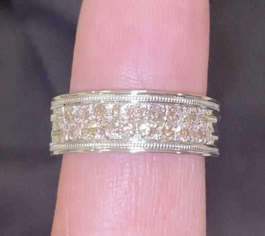 10K WHITE GOLD 1 CARAT NATURAL DIAMOND WEDDING BAND BRIDAL ENGAGEMENT RING