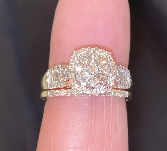 10K YELLOW GOLD 1.25 CARAT WOMEN REAL DIAMOND ENGAGEMENT RING WEDDING BAND BRIDAL SET