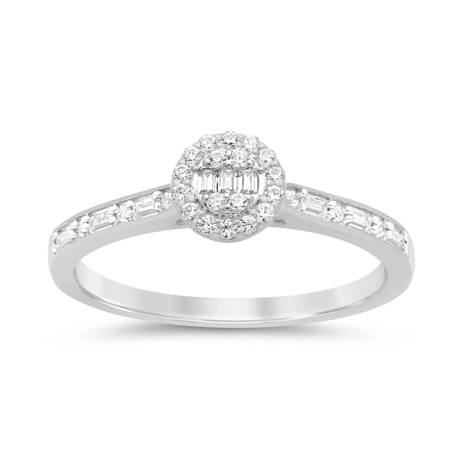 10K WHITE GOLD .25 CARAT WOMENS REAL DIAMOND ENGAGEMENT WEDDING RING