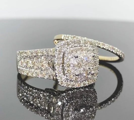 10K YELLOW GOLD 2 CARAT WOMEN REAL DIAMOND ENGAGEMENT RING WEDDING BAND BRIDAL SET