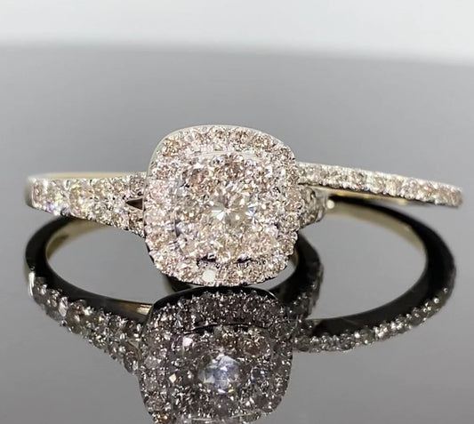 10K YELLOW GOLD 1.50 CARAT WOMEN REAL DIAMOND ENGAGEMENT RING WEDDING BAND RING SET