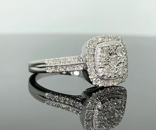10K WHITE GOLD .60 CARAT WOMEN REAL DIAMOND ENGAGEMENT RING WEDDING RING BRIDAL