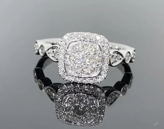 10K WHITE GOLD .50 CARAT WOMEN REAL DIAMOND ENGAGEMENT RING WEDDING RING BRIDAL