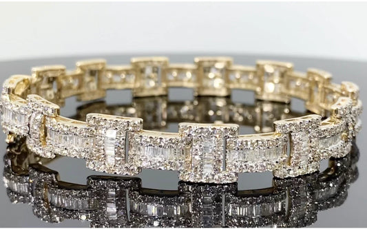 10K YELLOW GOLD 9 CARAT REAL DIAMOND 16.31 GRAMS 9 MM 8 INCHES BRACELET