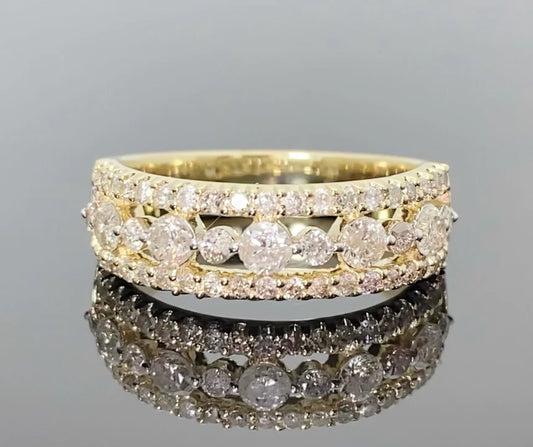 10K YELLOW GOLD 1.25 CARAT WOMEN REAL DIAMOND ENGAGEMENT RING WEDDING RING BAND