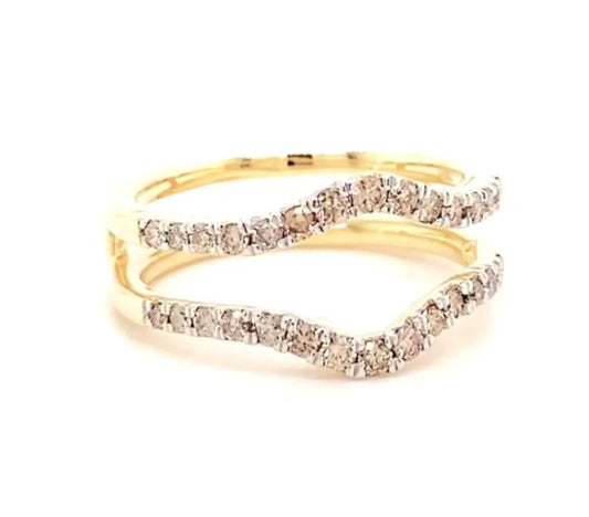 10K YELLOW GOLD SOLITAIRE ENHANCER .60 CARAT DIAMOND RING GUARD WRAP WEDDING BAND