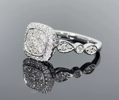 10K WHITE GOLD .50 CARAT WOMEN REAL DIAMOND ENGAGEMENT RING WEDDING RING BRIDAL