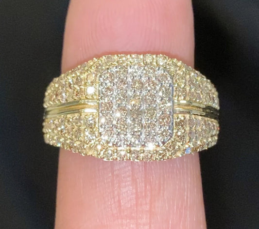 10K SOLID YELLOW GOLD 1.75 CARAT REAL DIAMOND ENGAGEMENT RING WEDDING PINKY BAND