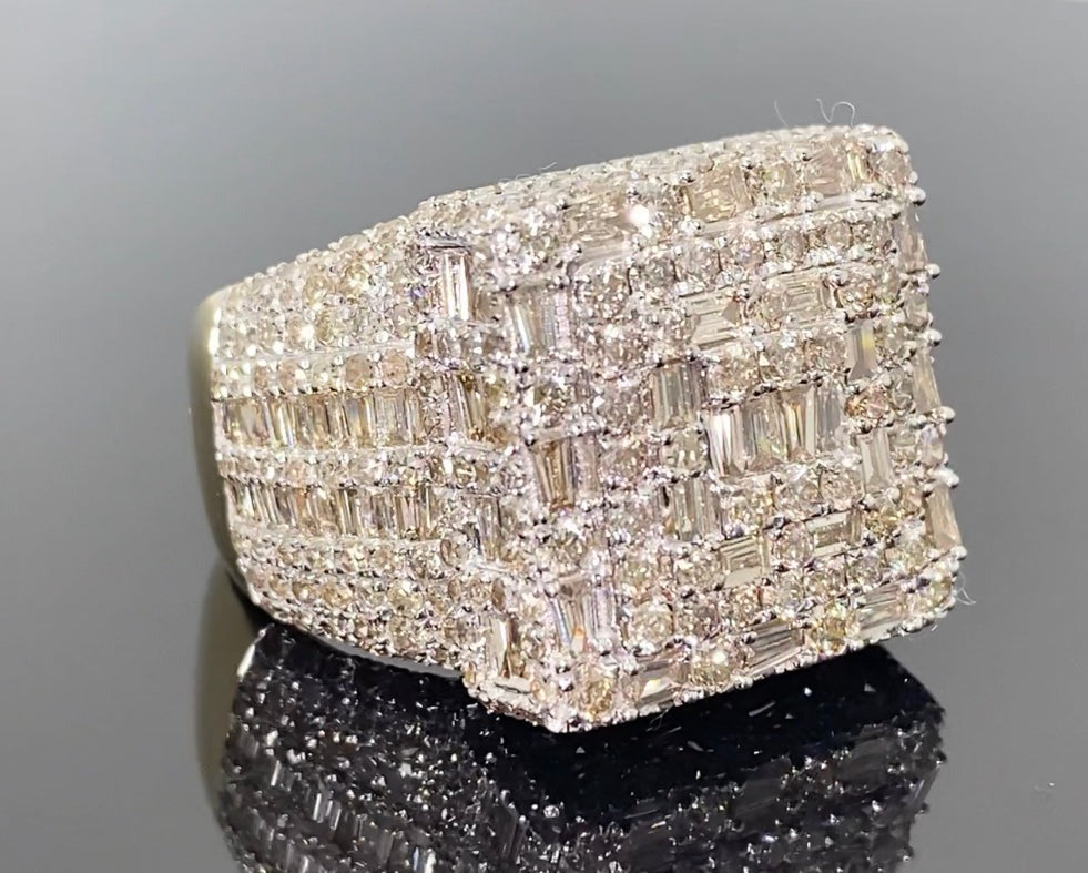 10K YELLOW GOLD 6.75 CARAT MENS REAL DIAMOND ENGAGEMENT WEDDING PINKY RING BAND