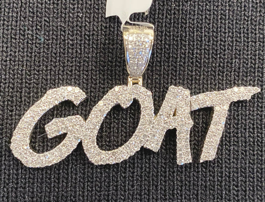 10K SOLID YELLOW GOLD 1.50 CARAT REAL DIAMOND 2 INCHES GOAT PENDANT CHARM