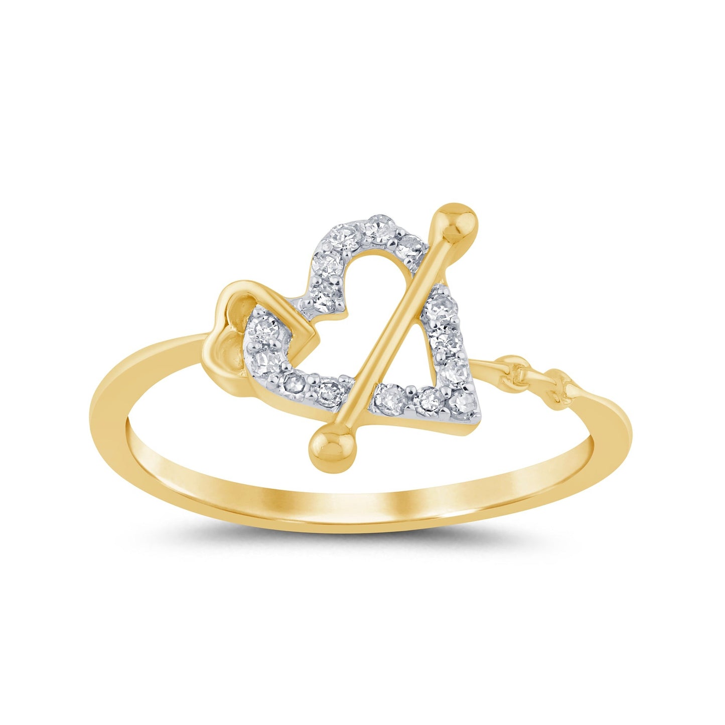 10K YELLOW GOLD .15 CARAT WOMEN REAL DIAMOND HEART RING BAND