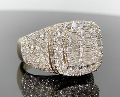 10K YELLOW GOLD 4 CARAT MENS REAL DIAMOND ENGAGEMENT WEDDING PINKY RING BAND
