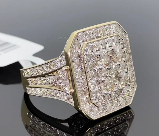 10K YELLOW GOLD 4 CARAT REAL DIAMOND ENGAGEMENT WEDDING PINKY RING BAND - SIZE 7