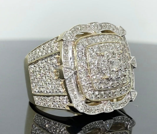 10K YELLOW GOLD 2.75 CARAT MENS REAL DIAMOND ENGAGEMENT WEDDING PINKY RING BAND