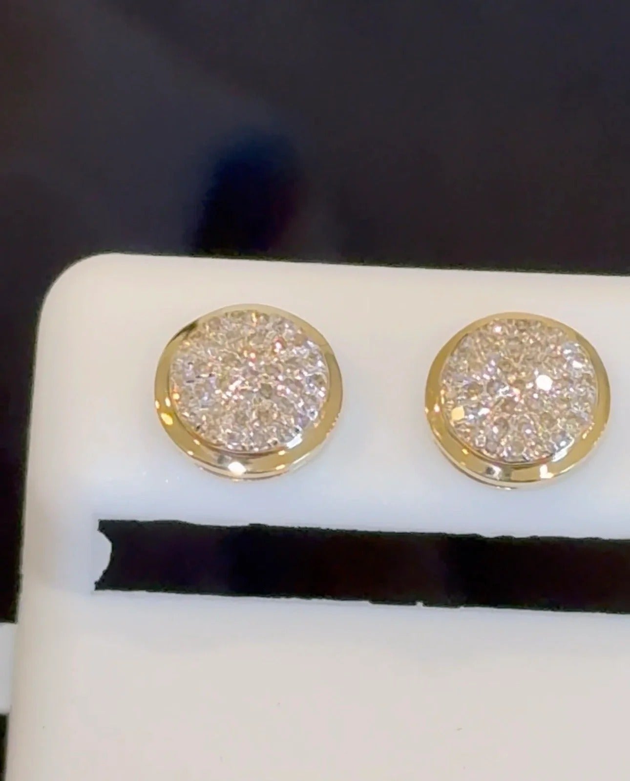 .35 CARAT NATURAL DIAMONDS STERLING SILVER GOLD PLATED 9 MM EARRINGS STUDS