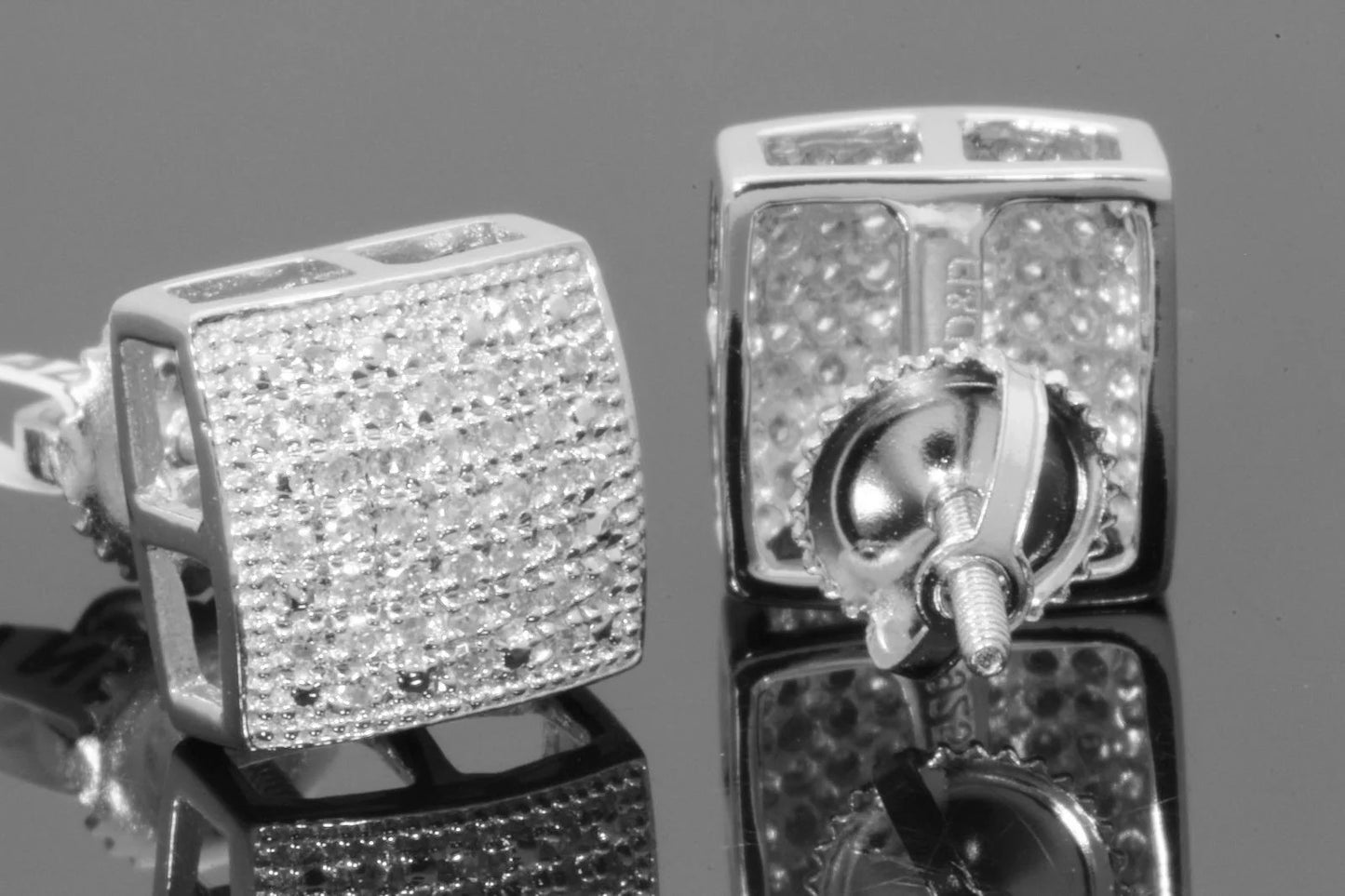 .25 CARAT NATURAL DIAMOND STERLING SILVER MENS WOMENS 9 MM EARRINGS STUDS