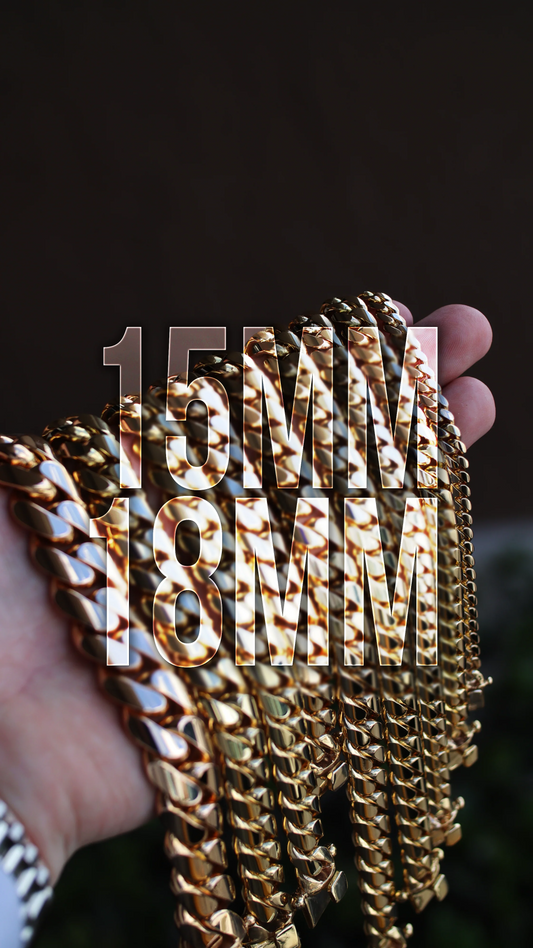CUBAN LINK BRACELETS 18K 15mm TO 18mm