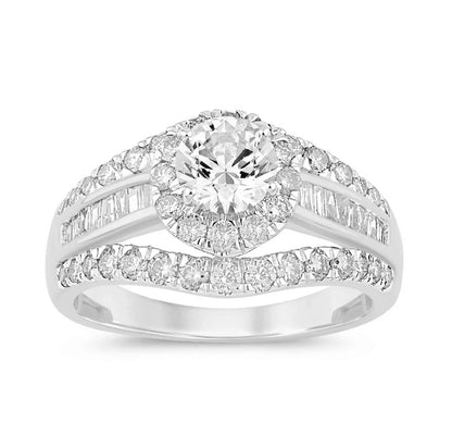 10K WHITE GOLD 2 CARAT NATURAL DIAMOND CENTER .60 CARAT ENGAGEMENT RING WEDDING RING BRIDAL