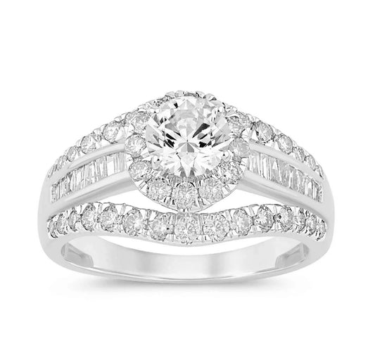 10K WHITE GOLD 2 CARAT NATURAL DIAMOND CENTER .60 CARAT ENGAGEMENT RING WEDDING RING BRIDAL