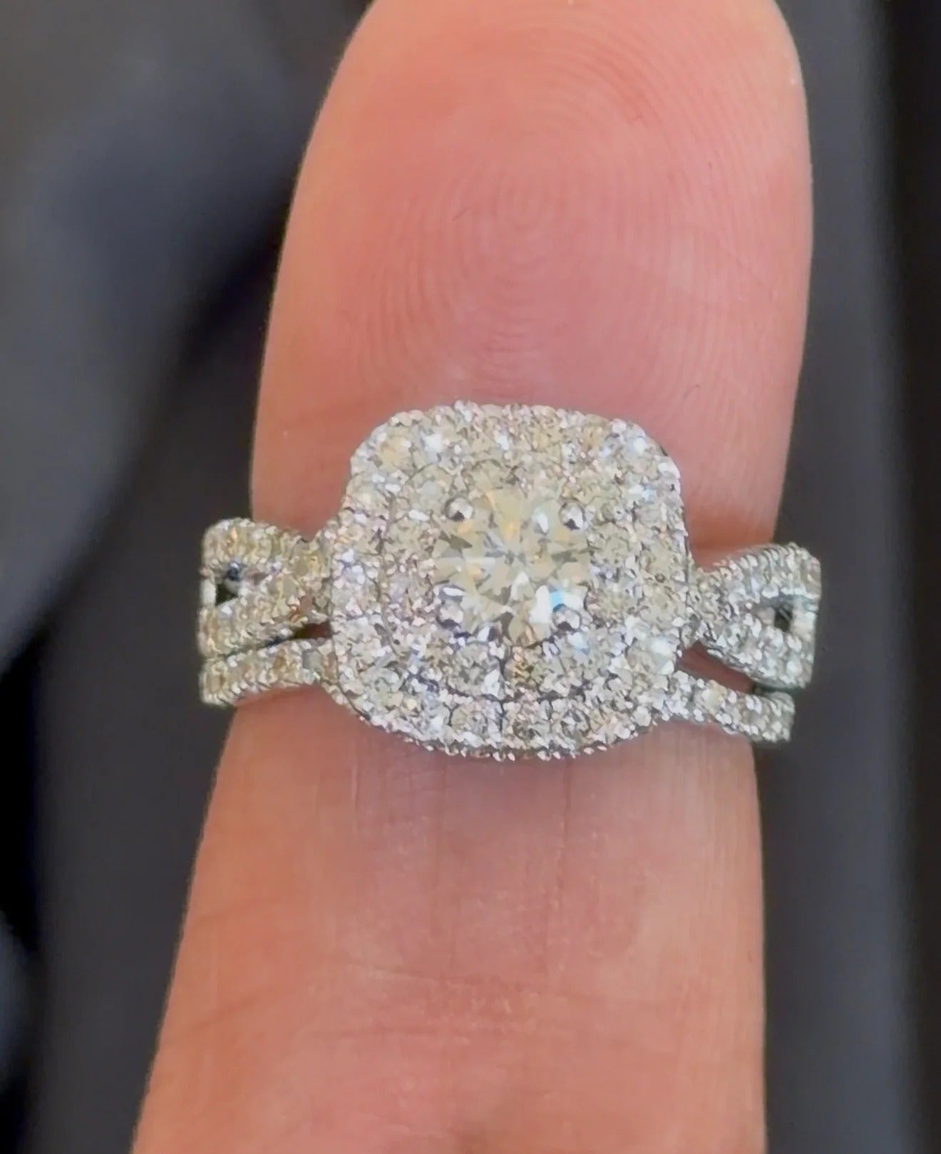 14K WHITE GOLD 2.25 CARAT NATURAL DIAMOND CENTER .55 CARAT ENGAGEMENT RING WEDDING BAND BRIDAL SET