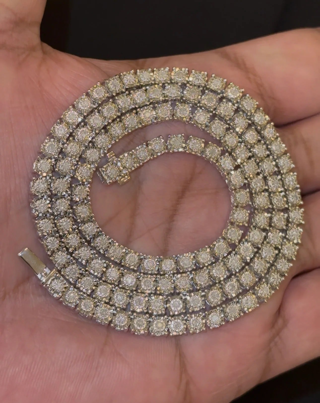 1.85 CARAT NATURAL DIAMOND STERLING SILVER RHODIUM PLATED 18 INCHES 4 MM 32.41 GRAM FANUC TENNIS CHAIN NECKLACE