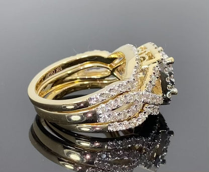 10K YELLOW GOLD 2 CARAT WOMEN DIAMOND ENGAGEMENT RING 2 WEDDING BANDS BRIDAL SET