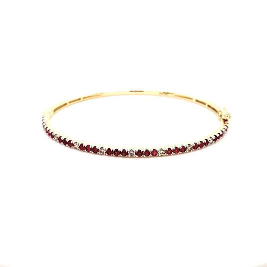 10K YELLOW GOLD 1.75 CARAT DIAMOND & RUBY BRACELET BANGLE