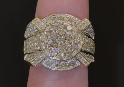 10K YELLOW GOLD 3 CARAT MENS REAL DIAMOND ENGAGEMENT WEDDING PINKY RING BAND