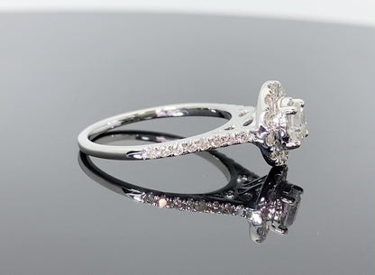 10K WHITE GOLD 1 CARAT TCW CENTER DIAMOND .42 CARAT WOMEN NATURAL DIAMOND ENGAGEMENT RING WEDDING RING BRIDAL