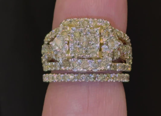 10K YELLOW GOLD 2.50 CARAT WOMEN REAL DIAMOND ENGAGEMENT RING WEDDING BAND RING SET