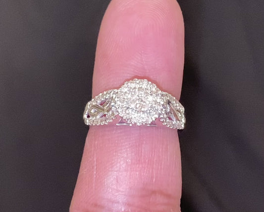 10K WHITE GOLD .60 CARAT REAL DIAMOND ENGAGEMENT RING WEDDING RING BRIDAL