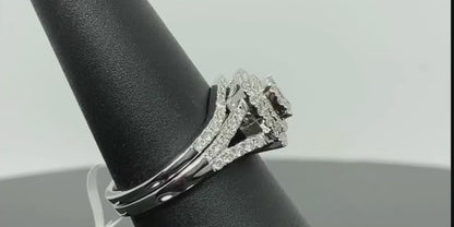 10K WHITE GOLD 1.10 CARAT REAL DIAMOND ENGAGEMENT RING WEDDING BAND BRIDAL SET