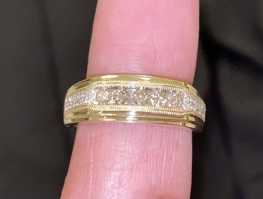 10K SOLID YELLOW GOLD .60 CARAT REAL DIAMOND ENGAGEMENT RING WEDDING PINKY BAND