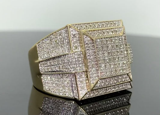 10K YELLOW GOLD 1.75 CARAT MENS REAL DIAMOND ENGAGEMENT WEDDING PINKY RING BAND