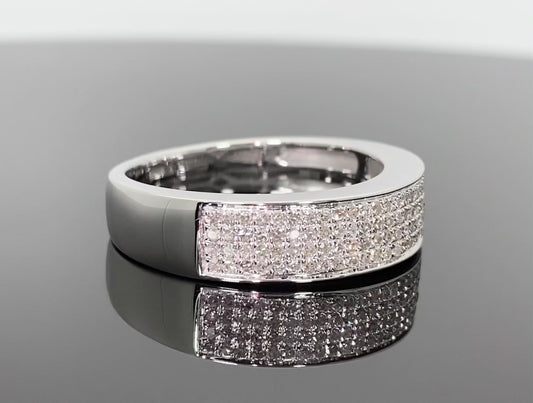 10K WHITE GOLD .60 CARAT REAL DIAMOND MENS WEDDING RING ANNIVERSARY ENGAGEMENT BAND