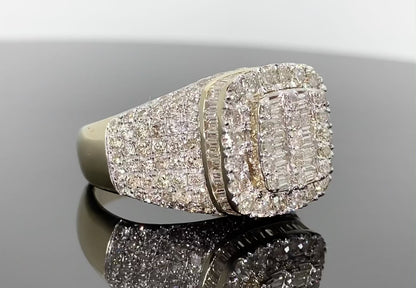 10K YELLOW GOLD 4 CARAT MENS REAL DIAMOND ENGAGEMENT WEDDING PINKY RING BAND