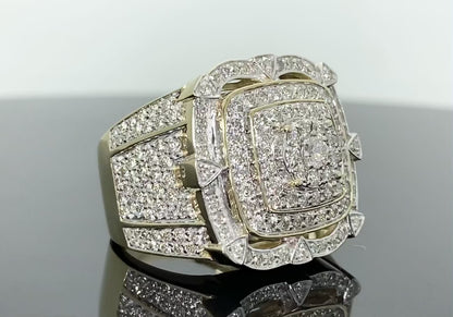 10K YELLOW GOLD 2.75 CARAT MENS REAL DIAMOND ENGAGEMENT WEDDING PINKY RING BAND
