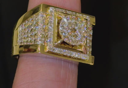 10K YELLOW GOLD 2 CARAT MENS REAL DIAMOND ENGAGEMENT WEDDING PINKY RING BAND