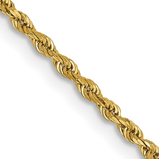 14K ''7 to 10 Inch'' Diamond-cut Rope with Lobster Clasp Chain
