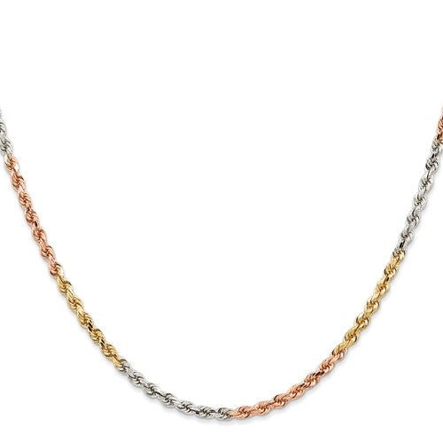 14k Tri-Color 2.9mm D/C Rope Chain