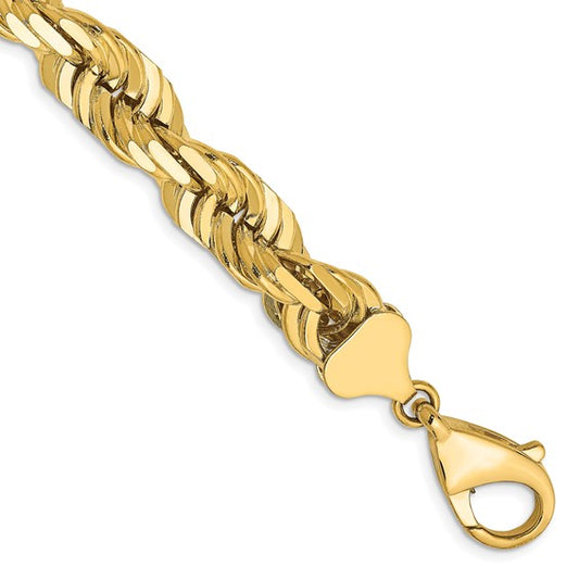 14K 9 inch 10mm Diamond-cut Rope with Fancy Lobster Clasp Chain