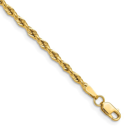 10k 2.5mm Semi-Solid Rope Chain