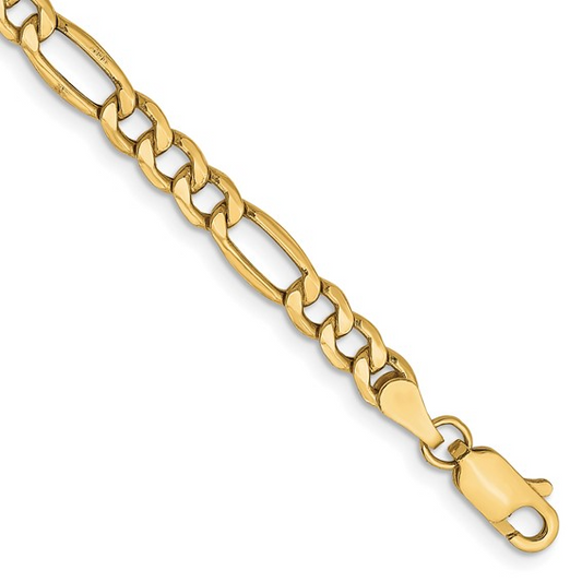 10k 7'' to 26'' & 2mm to 4.4mm Semi-Solid Figaro Chain