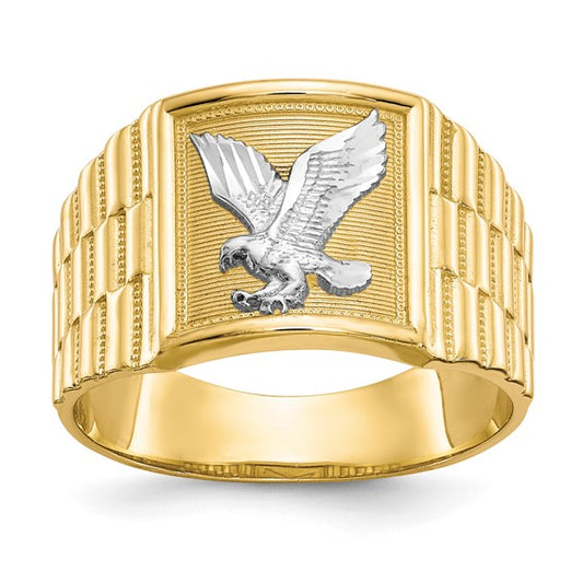 10k and Rhodium Men's Eagle Ring