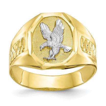 10k and Rhodium Men's Eagle Ring