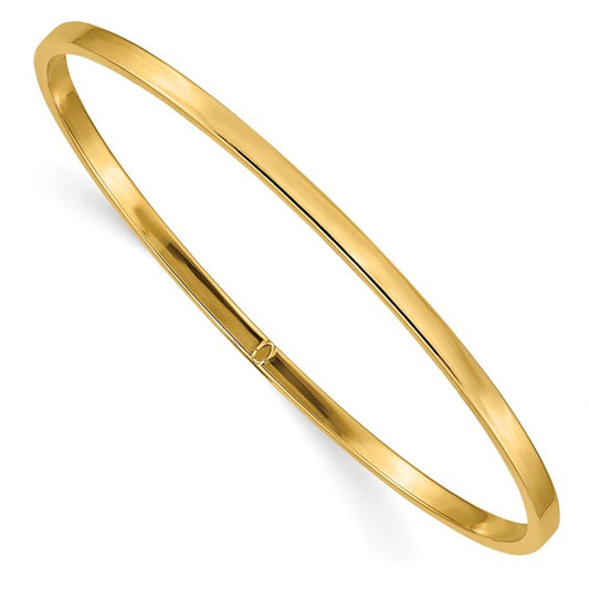 10k 3mm Polished Square Tube Slip-on Bangle