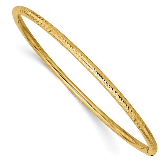 10k 3mm Diamond-cut Tube Slip-on Bangle