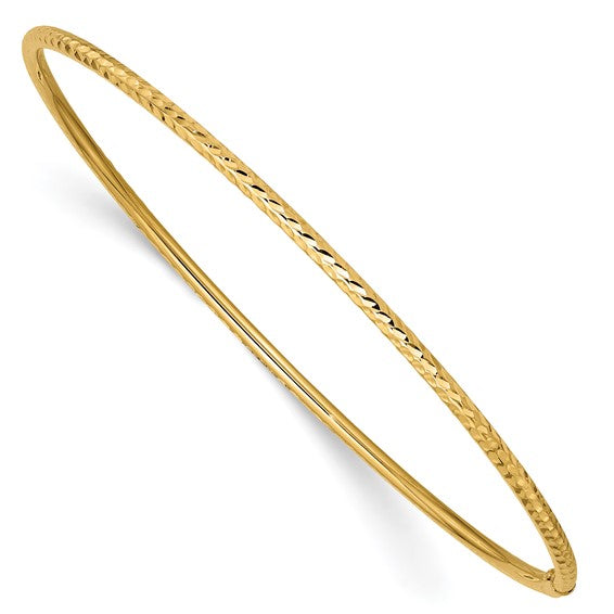 10k 2mm Diamond-cut Tube Slip-on Bangle